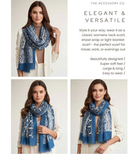 LONG BLUE SNAKESKIN PRINT LIGHTWEIGHT SCARF