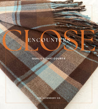 LONG BROWN WOOL BLEND CHECKED TARTAN SCARF