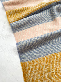 LONG PINK MUSTARD WOOL BLEND STRIPED SCARF