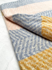 LONG PINK MUSTARD WOOL BLEND STRIPED SCARF