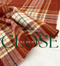 LONG RUST CASHMERE BLEND CHECKED TARTAN SCARF