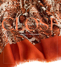 LONG RUST ORANGE SNAKESKIN PRINT LIGHTWEIGHT SCARF