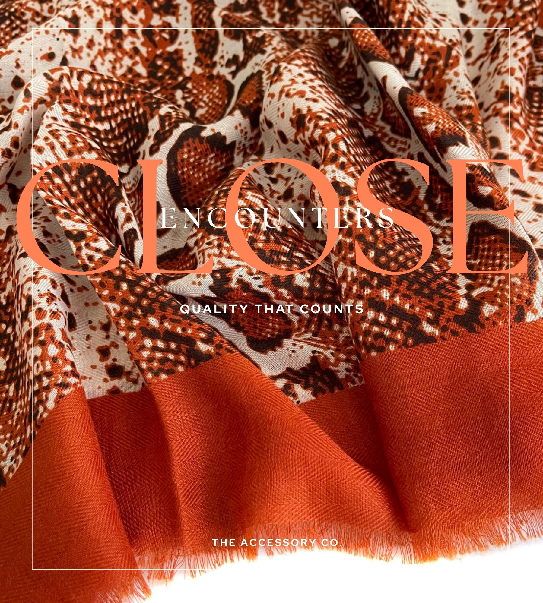 LONG RUST ORANGE SNAKESKIN PRINT LIGHTWEIGHT SCARF