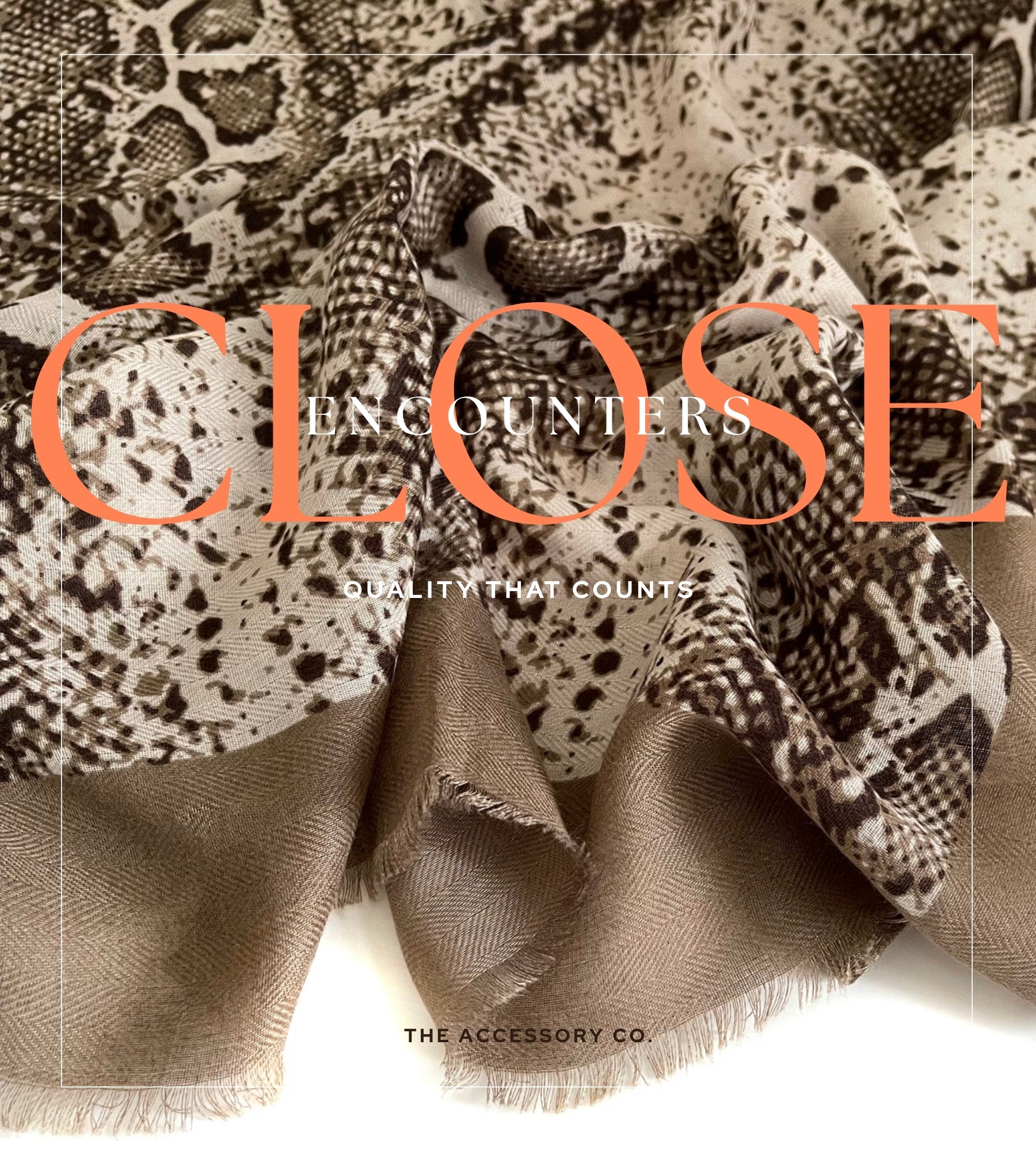 LONG TAUPE SNAKESKIN PRINT LIGHTWEIGHT SCARF