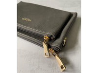 MULTI-POCKET CROSS BODY MESSENGER PURSE BAG WITH WRISTLET STRAP - DARK GREY