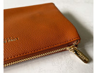 SMALL MULTI-POCKET CROSSBODY PURSE BAG WITH WRIST AND LONG STRAPS - TAN - A-SHU.CO.UK