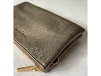 SMALL MULTI-POCKET CROSSBODY PURSE BAG WITH WRIST AND LONG STRAPS - PEWTER - A-SHU.CO.UK