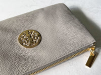 SMALL MULTI-COMPARTMENT CROSS-BODY PURSE BAG WITH WRIST AND LONG STRAPS - LIGHT GREY - A-SHU.CO.UK