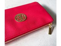 SMALL MULTI-COMPARTMENT CROSS-BODY PURSE BAG WITH WRIST AND LONG STRAPS - FUSHCIA PINK - A-SHU.CO.UK