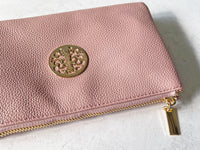 SMALL MULTI-COMPARTMENT CROSS-BODY PURSE BAG WITH WRIST AND LONG STRAPS - LIGHT PINK - A-SHU.CO.UK
