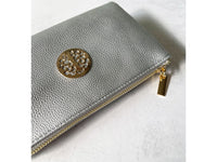 SMALL MULTI-COMPARTMENT CROSS-BODY PURSE BAG WITH WRIST AND LONG STRAPS - SILVER - A-SHU.CO.UK
