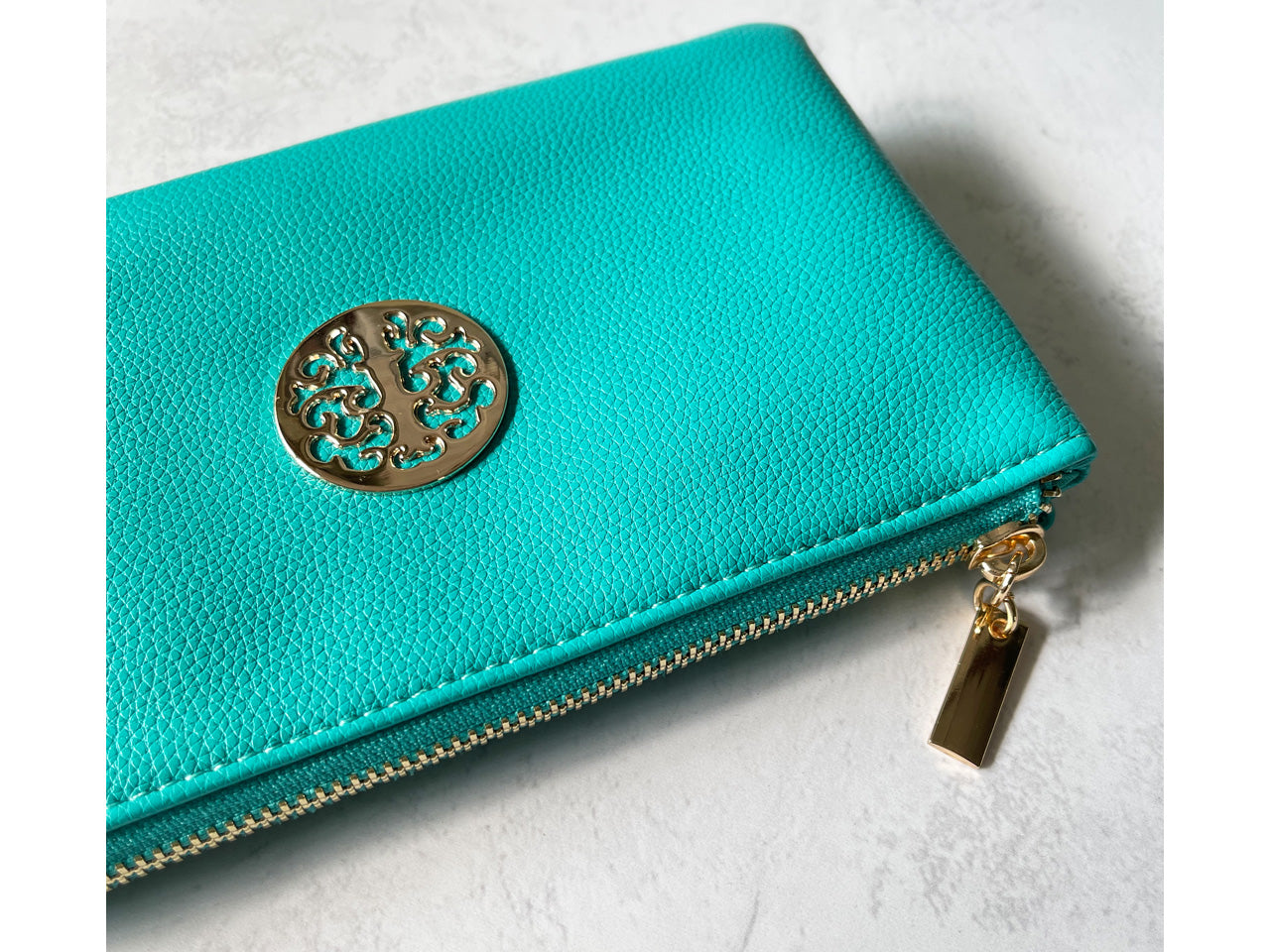 SMALL MULTI-COMPARTMENT CROSS-BODY PURSE BAG WITH WRIST AND LONG STRAPS - TURQUOISE - A-SHU.CO.UK