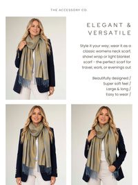 MUSTARD YELLOW LARGE SNAKESKIN PRINT REVERSIBLE PASHMINA SHAWL SCARF