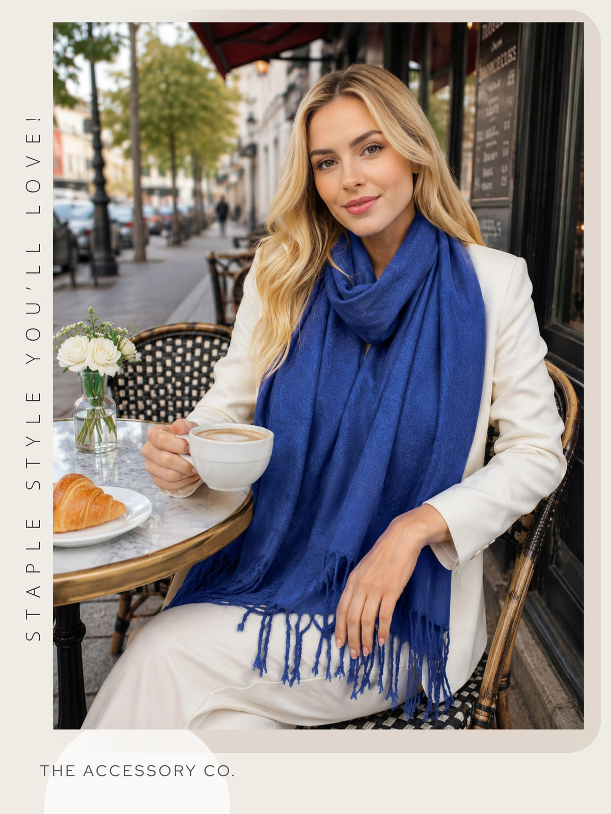 BLUE PAISLEY PRINT REVERSIBLE PASHMINA SHAWL SCARF - A-SHU.CO.UK
