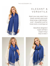 BLUE PAISLEY PRINT REVERSIBLE PASHMINA SHAWL SCARF - A-SHU.CO.UK