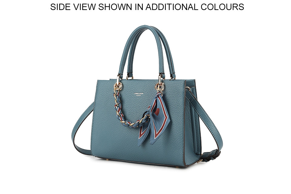 SMALL BURGUNDY MULTI-COMPARTMENT CROSS BODY HANDBAG WITH SCARF TIE