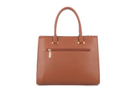TAN BROWN MULTI-COMPARTMENT CROSS BODY HANDBAG WITH LONG STRAP