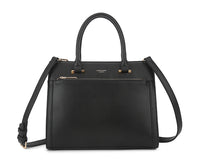 BLACK MULTI-COMPARTMENT CROSS BODY HANDBAG WITH LONG STRAP