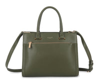 GREEN MULTI-COMPARTMENT CROSS BODY HANDBAG WITH LONG STRAP