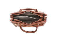 TAN BROWN MULTI-COMPARTMENT CROSS BODY HANDBAG WITH LONG STRAP