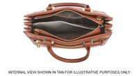 BURGUNDY MULTI-COMPARTMENT CROSS BODY HANDBAG WITH LONG STRAP