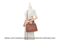 BURGUNDY MULTI-COMPARTMENT CROSS BODY HANDBAG WITH LONG STRAP