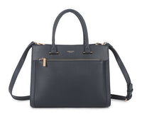NAVY BLUE MULTI-COMPARTMENT CROSS BODY HANDBAG WITH LONG STRAP