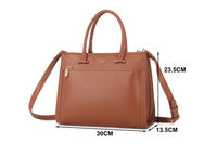 TAN BROWN MULTI-COMPARTMENT CROSS BODY HANDBAG WITH LONG STRAP