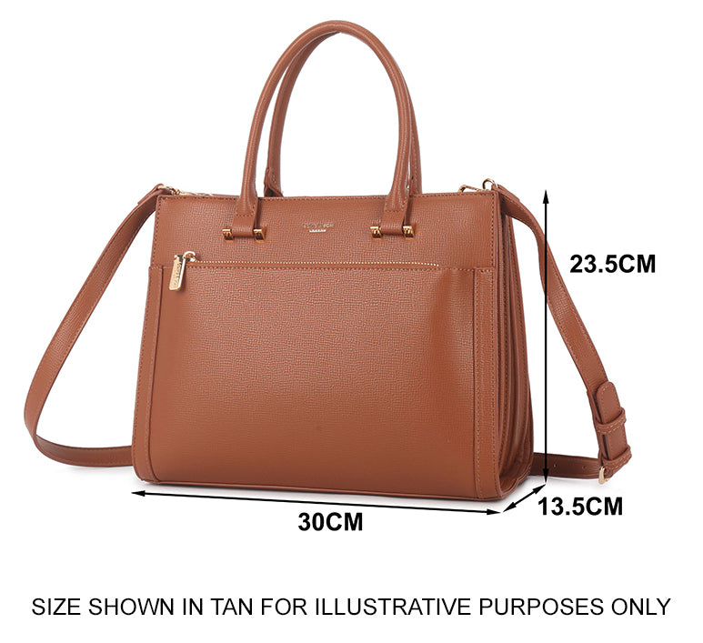 BURGUNDY MULTI-COMPARTMENT CROSS BODY HANDBAG WITH LONG STRAP