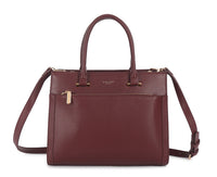 BURGUNDY MULTI-COMPARTMENT CROSS BODY HANDBAG WITH LONG STRAP