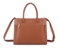 TAN BROWN MULTI-COMPARTMENT CROSS BODY HANDBAG WITH LONG STRAP