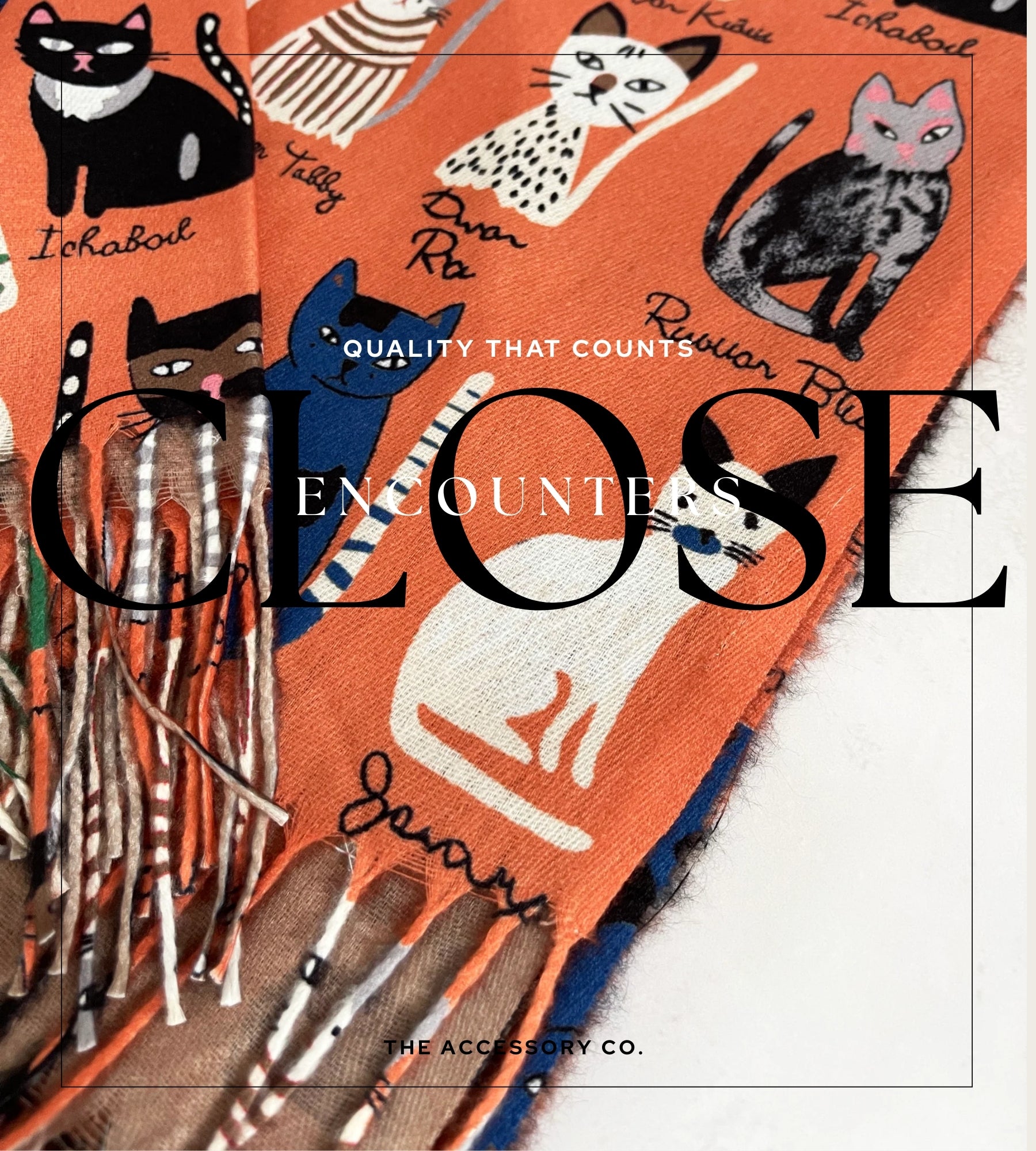 ORANGE CAT PRINT LONG LIGHTWEIGHT SCARF