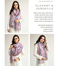 BLUSH PINK QUIRKY CAT PRINT LONG LIGHTWEIGHT SCARF