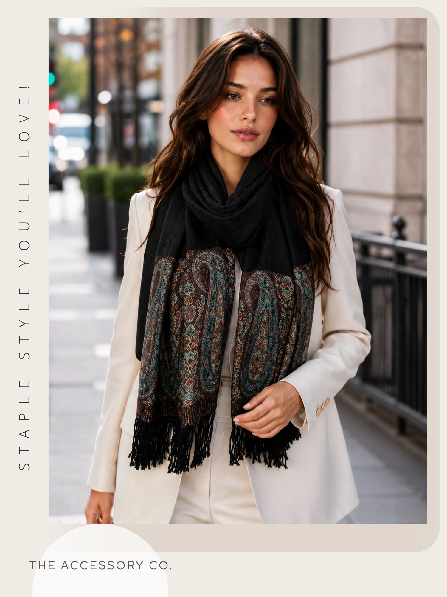 PAISLEY PRINT BLACK LIGHTWEIGHT PASHMINA SHAWL SCARF - A-SHU.CO.UK