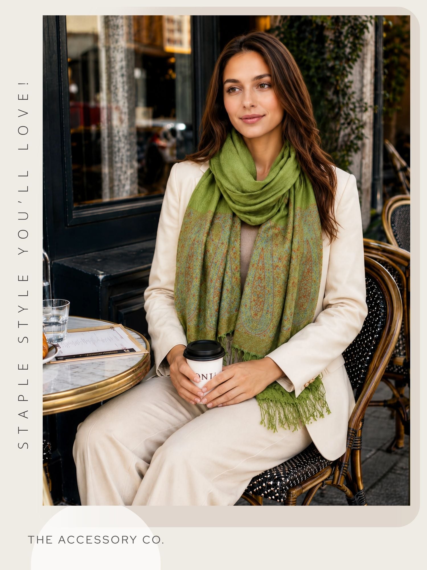 PAISLEY PRINT GREEN LIGHTWEIGHT PASHMINA SHAWL SCARF - A-SHU.CO.UK