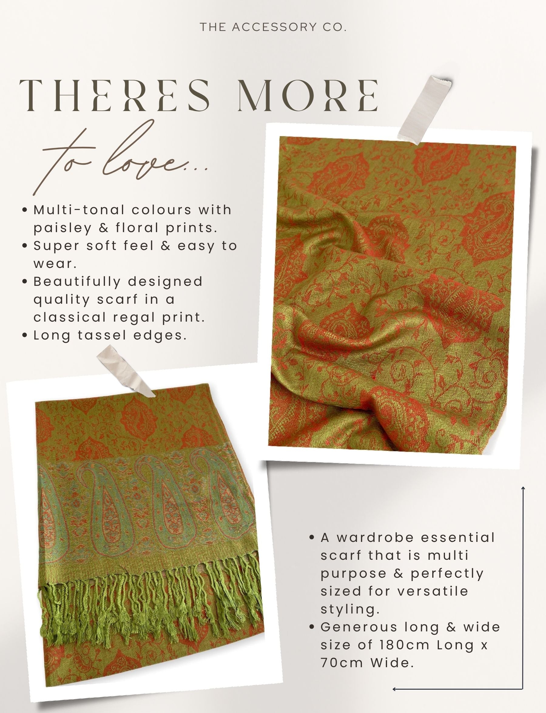 PAISLEY PRINT GREEN LIGHTWEIGHT PASHMINA SHAWL SCARF - A-SHU.CO.UK