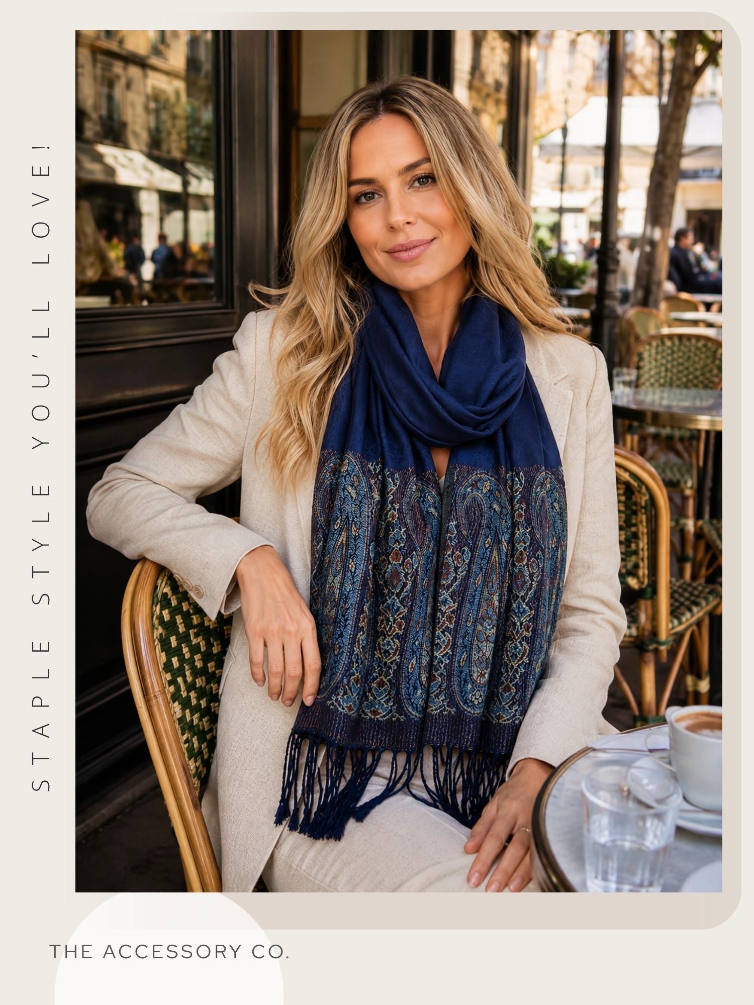 PAISLEY PRINT NAVY BLUE LIGHTWEIGHT PASHMINA SHAWL SCARF - A-SHU.CO.UK