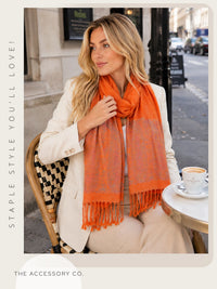 PAISLEY PRINT ORANGE LIGHTWEIGHT PASHMINA SHAWL SCARF - A-SHU.CO.UK