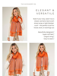 PAISLEY PRINT ORANGE LIGHTWEIGHT PASHMINA SHAWL SCARF - A-SHU.CO.UK