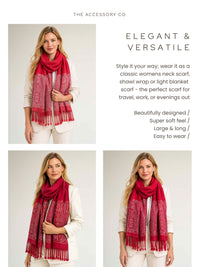 PAISLEY PRINT RED LIGHTWEIGHT PASHMINA SHAWL SCARF - A-SHU.CO.UK