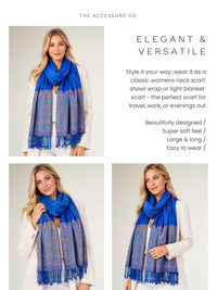PAISLEY PRINT ROYAL BLUE LIGHTWEIGHT PASHMINA SHAWL SCARF - A-SHU.CO.UK