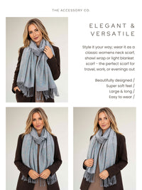 PAISLEY PRINT SILVER LIGHTWEIGHT PASHMINA SHAWL SCARF - A-SHU.CO.UK