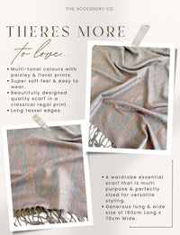 PAISLEY PRINT SILVER LIGHTWEIGHT PASHMINA SHAWL SCARF - A-SHU.CO.UK