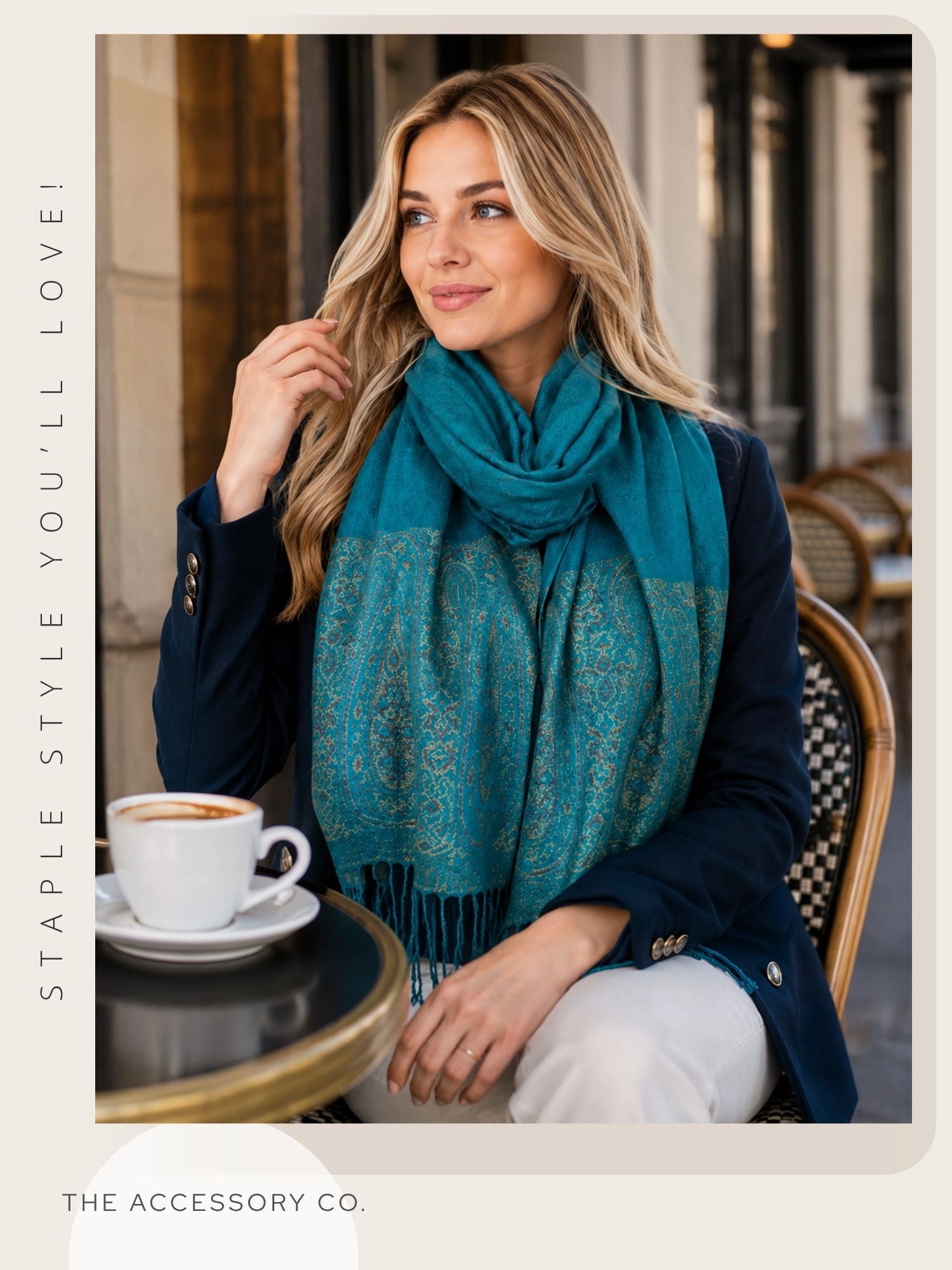 PAISLEY PRINT TEAL LIGHTWEIGHT PASHMINA SHAWL SCARF - A-SHU.CO.UK