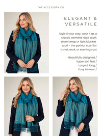 PAISLEY PRINT TEAL LIGHTWEIGHT PASHMINA SHAWL SCARF - A-SHU.CO.UK