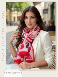 PINK AND RED LIGHTWEIGHT BORDER CAT SCARF