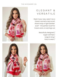 PINK AND RED LIGHTWEIGHT BORDER CAT SCARF