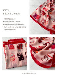 PINK AND RED LIGHTWEIGHT BORDER CAT SCARF