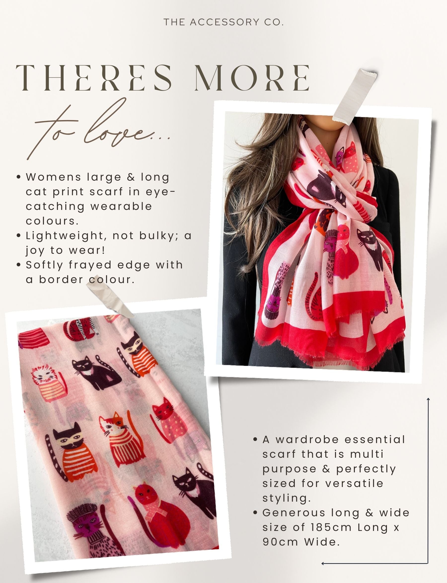 PINK AND RED LIGHTWEIGHT BORDER CAT SCARF