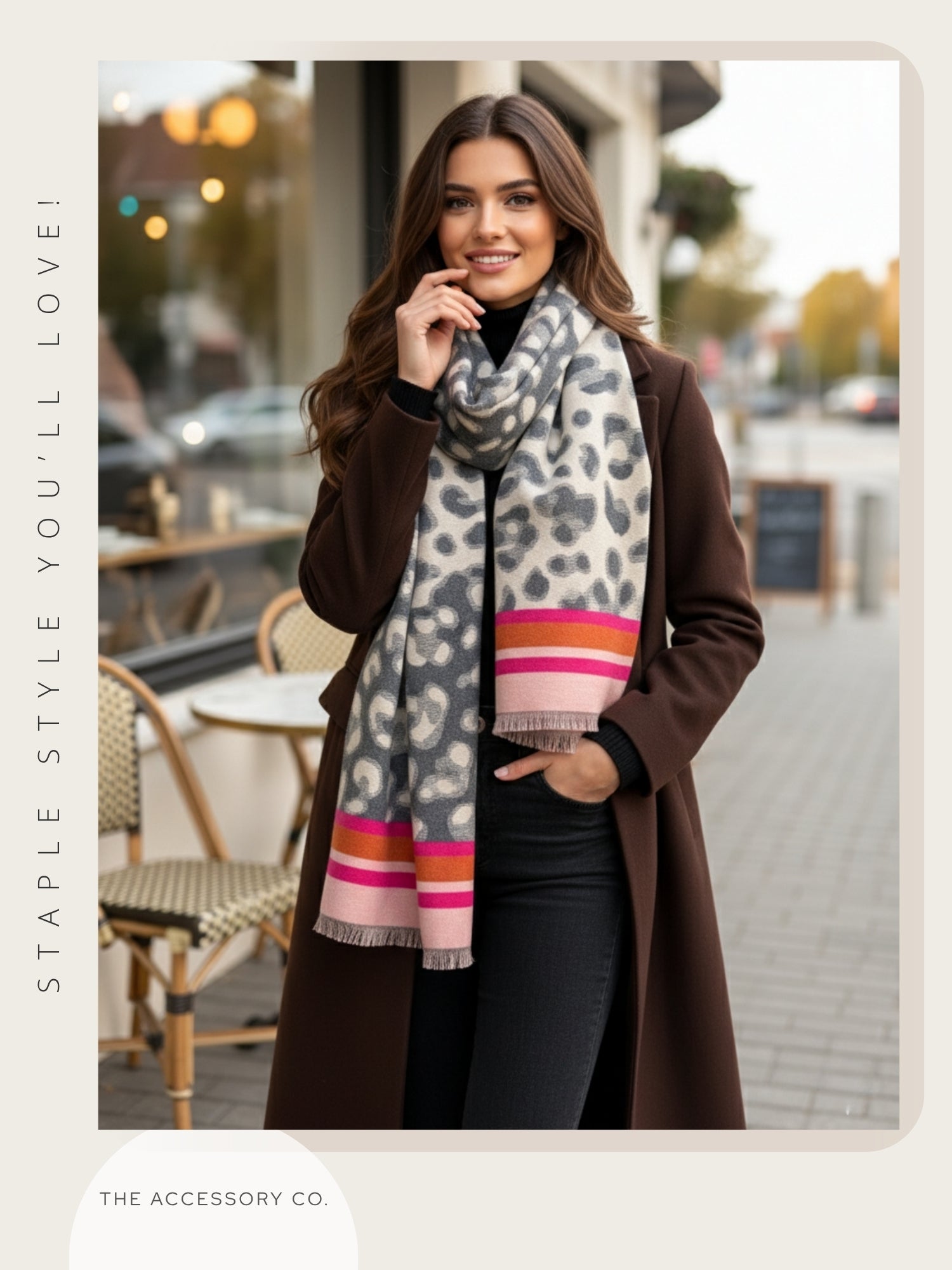 PINK CASHMERE BLEND COLOURFUL LEOPARD PRINT SCARF